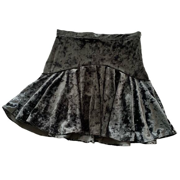 Coco + Jaimeson Silver Gray Crushed Velvet Flounce Mini Skirt Medium - Picture 10 of 10